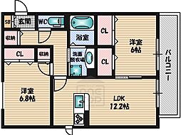 FriendEsakahigashi 2LDKの間取図画像