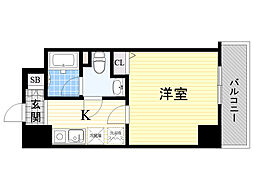 ハピネス江坂 1Kの間取図画像
