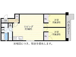 パルムハウス江坂 2LDKの間取図画像