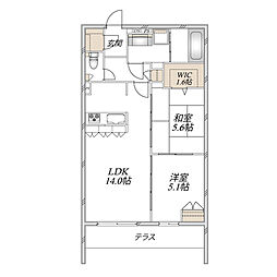 ウエスタンハイツ18 2LDKの間取図画像