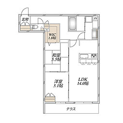 ウエスタンハイツ18 2LDKの間取図画像