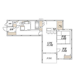 ウエスタンハイツ18 2LDKの間取図画像