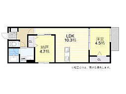 (仮称)ル・ロワ千里山東 1SLDKの間取図画像