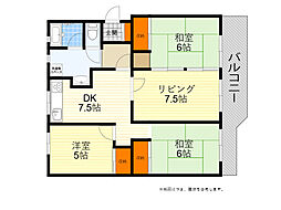 箕面ハイツ4号棟 3LDKの間取図画像
