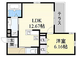 ラ・メゾン 1LDKの間取図画像