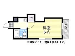 スカイコート ワンルームの間取図画像