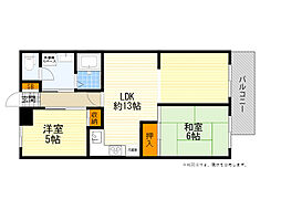 コスモハイツ上野 2LDKの間取図画像