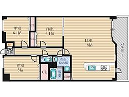 シャトー桃山台 3LDKの間取図画像