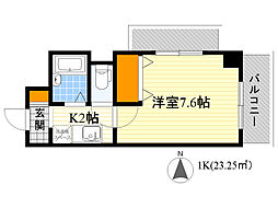 ピュアフォレスト 1Kの間取図画像