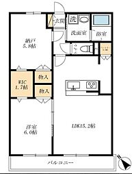 トゥールブランシュM&M1 2LDKの間取図画像