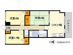 ヴィルヌーブガーデンズ千里山西 3LDKの間取図画像