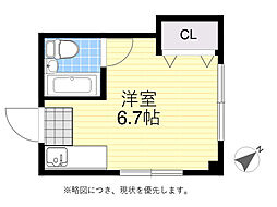 中の島サンプラザ ワンルームの間取図画像