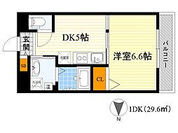第12関根マンション 1DKの間取図画像