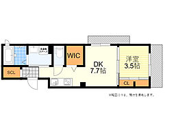 パステルC.C 1DKの間取図画像