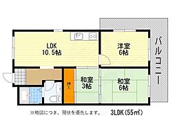 ラ・カーサ上野西 3LDKの間取図画像