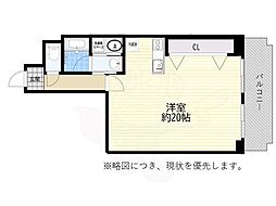 サンマンション江坂 ワンルームの間取図画像