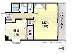 エレガンス上田 1LDKの間取図画像