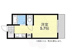 東昌第8ハイツA棟 1Kの間取図画像
