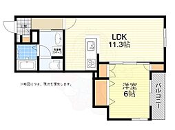 ブランレグルス 1LDKの間取図画像
