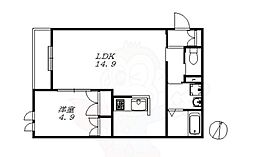 メゾンひだまり 1LDKの間取図画像