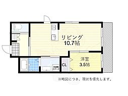 グランシャルム円山 1LDKの間取図画像