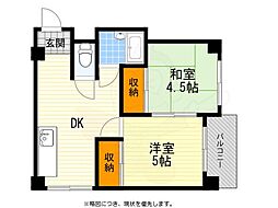 メゾン南千里 2DKの間取図画像