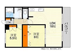アンデュノール千里 2LDKの間取図画像