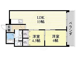 メゾン千里中央 2LDKの間取図画像