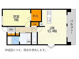 トリニティ北川口 1LDKの間取図画像