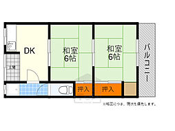 高塚荘B棟 2DKの間取図画像