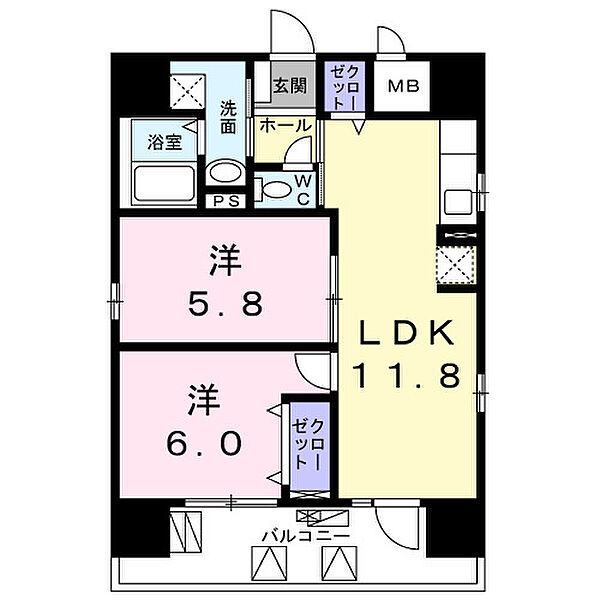 モン エール西日暮里 201｜東京都荒川区西日暮里6丁目(賃貸マンション2LDK・2階・53.04㎡)の写真 その2