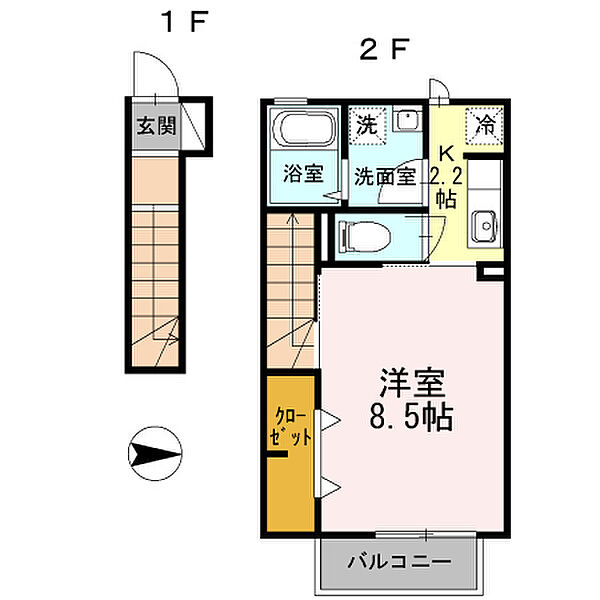 東京都北区浮間2丁目(賃貸アパート1K・2階・34.68㎡)の写真 その2