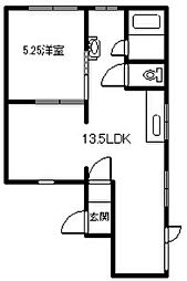 輝コーポ 1LDKの間取図画像