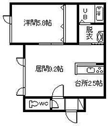 ボンド 1LDKの間取図画像