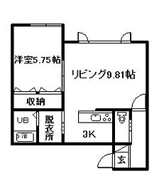 ピアコート・シャンテ 1LDKの間取図画像
