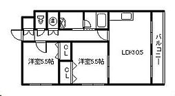 丸タカビル 2LDKの間取図画像