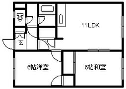 神楽ハイツ 2LDKの間取図画像