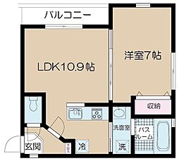 NSGATE勝どき 2階1LDKの間取り