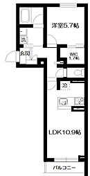 ヴィラデルソル 1LDKの間取図画像