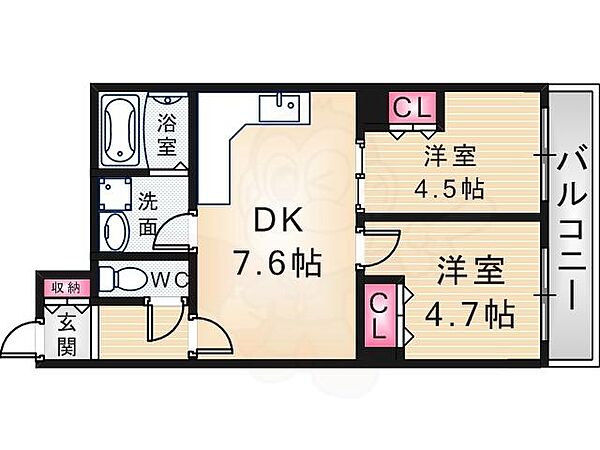 アダージオ若王寺 ｜兵庫県尼崎市若王寺２丁目(賃貸マンション2DK・2階・41.00㎡)の写真 その2