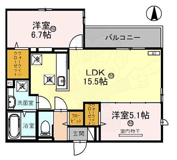 M＆R Aiki ｜兵庫県尼崎市西立花町２丁目(賃貸アパート2LDK・1階・60.94㎡)の写真 その2