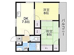 神崎ハイツ2 2DKの間取図画像