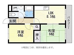 エスクィーナ尼崎 2LDKの間取図画像