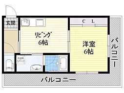 ミスタープレジデント 1DKの間取図画像