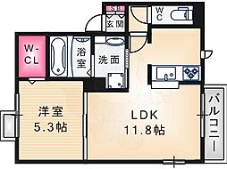 ラ・ポルテ 1LDKの間取図画像