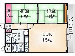 飛鳥グランドパレス 2LDKの間取図画像