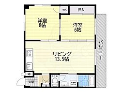 チェスターハイツ 2LDKの間取図画像