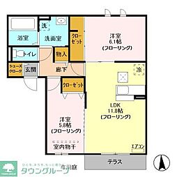 埼玉高速鉄道 戸塚安行駅 徒歩20分の賃貸アパート 1階2LDKの間取り