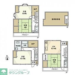 日暮里舎人ライナー 見沼代親水公園駅 徒歩22分の賃貸一戸建て 4DKの間取り