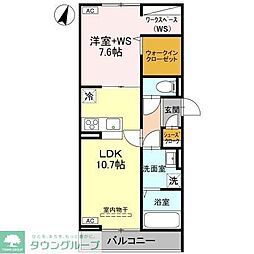 越谷市北越谷3丁目アパート 1LDKの間取図画像